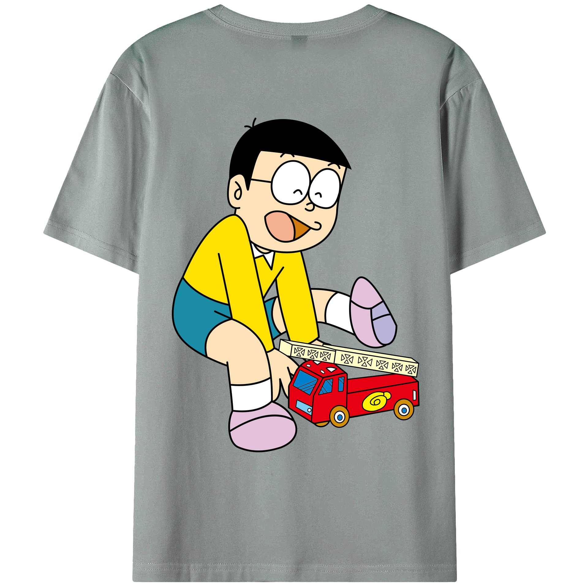 （画像用） ドラえもん 野比 のび太 Doraemon Nobita Nobi 綿100％ メンズ半袖Tシャツ（バックプリント） 通気性